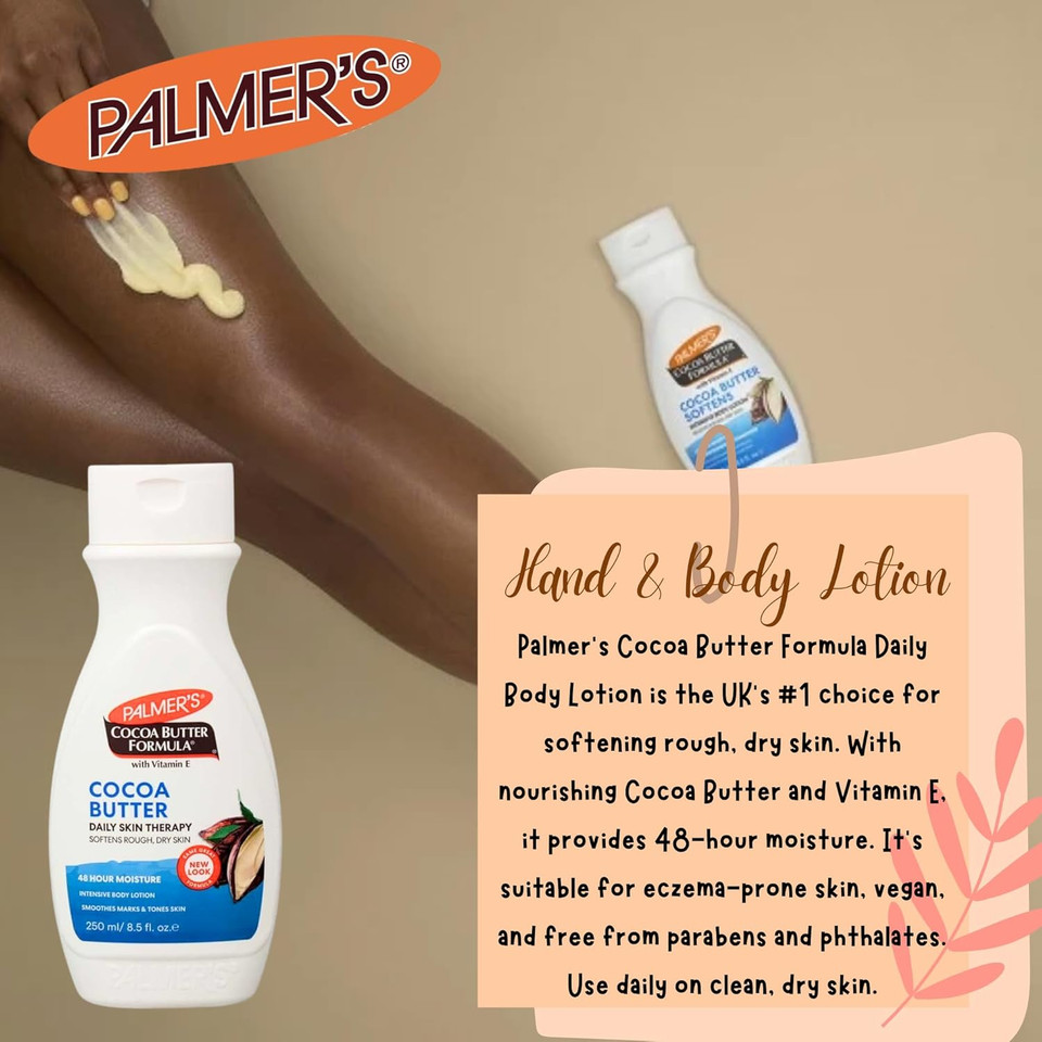 Palmers Cocoa Butter Formula Body Lotion & Moisturizing Oil Bundle, 2 x 250ml | Deep Hydration & Nourishment | For Dry, Rough, Sensitive Skin | Non-Greasy, Fast Absorbing