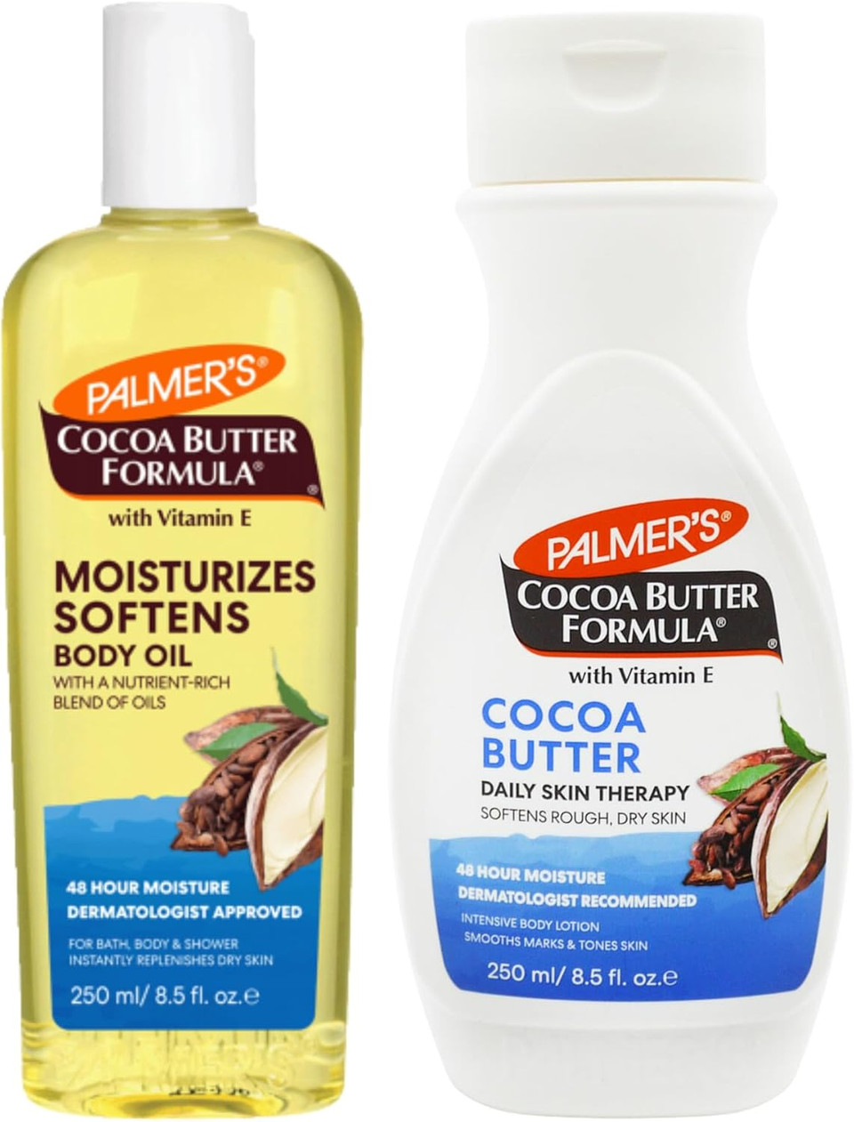 Palmers Cocoa Butter Formula Body Lotion & Moisturizing Oil Bundle, 2 x 250ml | Deep Hydration & Nourishment | For Dry, Rough, Sensitive Skin | Non-Greasy, Fast Absorbing