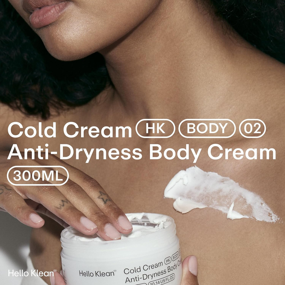 Hello Klean Cold Cream Anti-Dryness Body Cream - For Dry, Itchy Skin Caused by Hard Water - Hydrating Boost for Instant Relief - Calms & Hydrates Skin - Reduces Redness