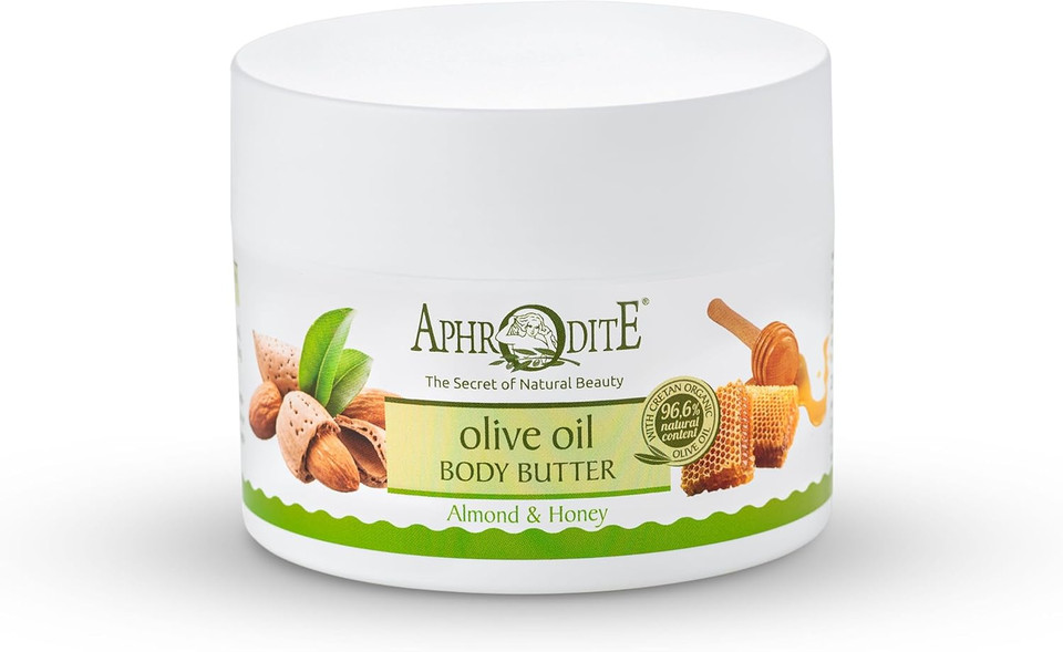 Aphrodite Comforting Body Butter with Almond & Honey - Organic Olive Oil Infused Body Butter to Support Skin Texture and Fight Free Radicals (200 ml / 6.76 oz)