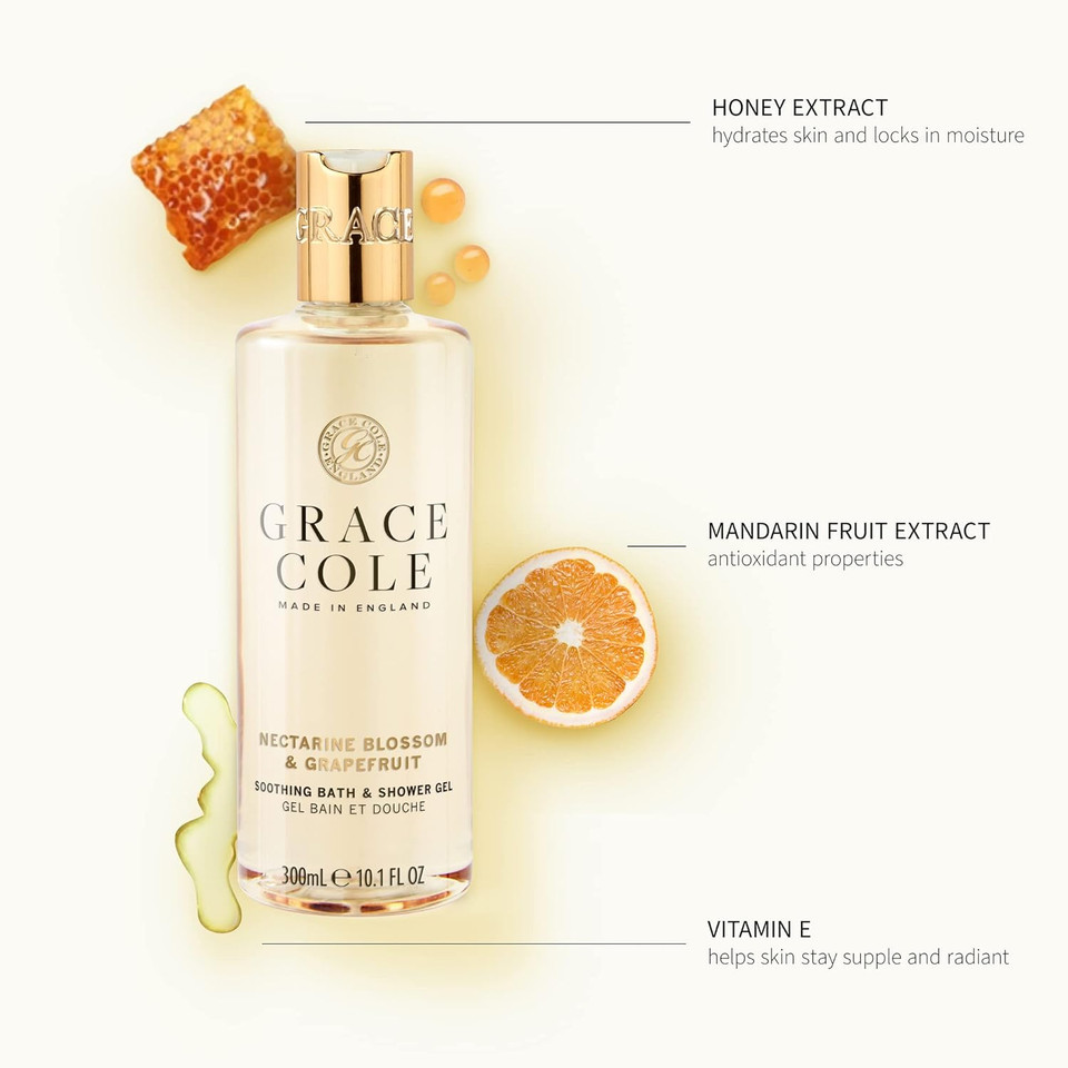 Grace Cole Ginger Lily & Mandarin Scented Body Care Duo Gift Set 1 x Bath & Shower Gel 300ml, 1 x Hand & Body Lotion 300ml - Essential Oils - Vegan - Made In England
