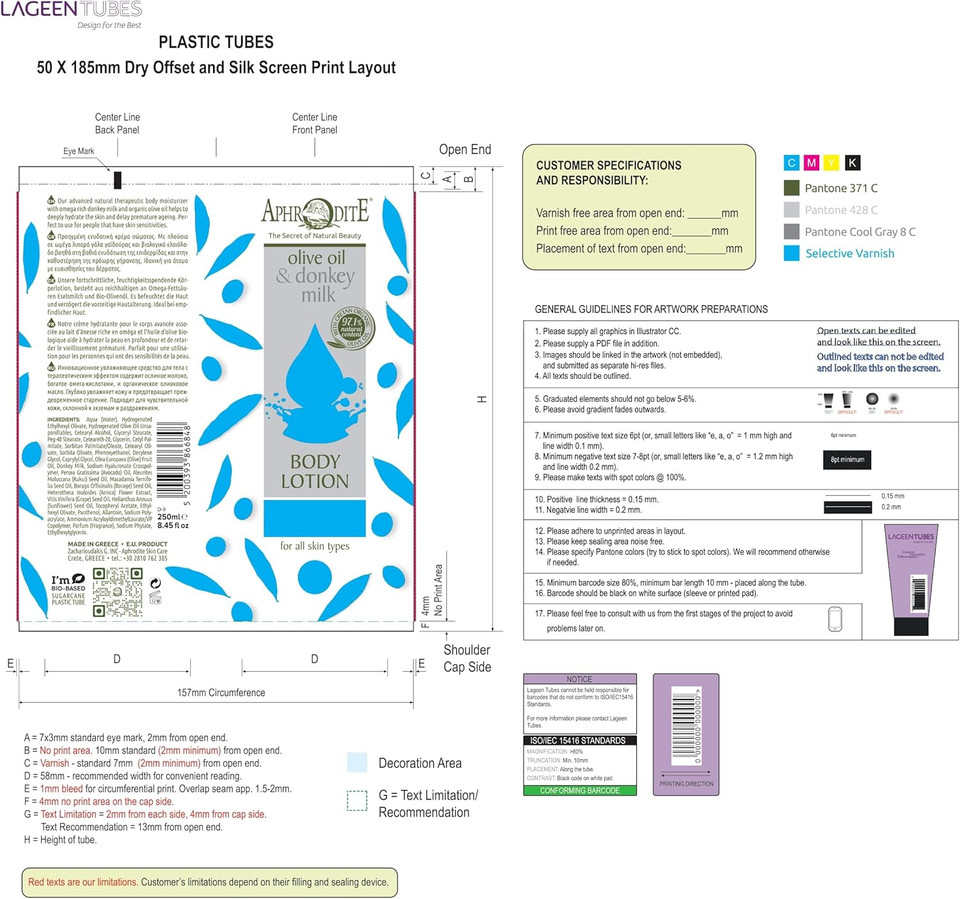 Aphrodite The Youth Elixir Body Lotion - Natural Body Moisturiser with Donkey Milk to Condition the Skin - Perfect for Sensitive Skin - Body Lotion for Dry Skin - Natural Body Lotion - (200 ml)