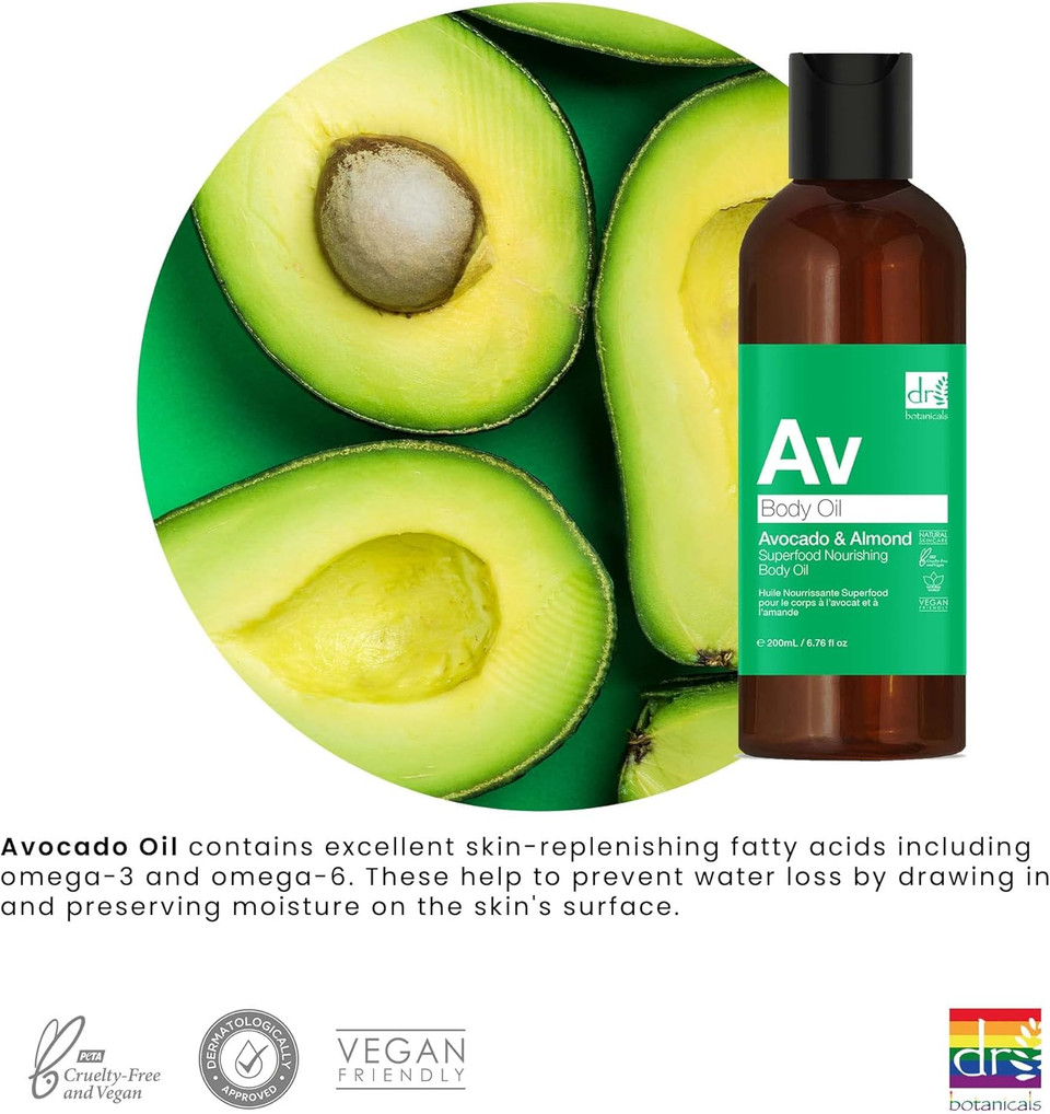 Dr Botanicals Avocado & Almond Superfood Nourishing Body Oil 200ml
