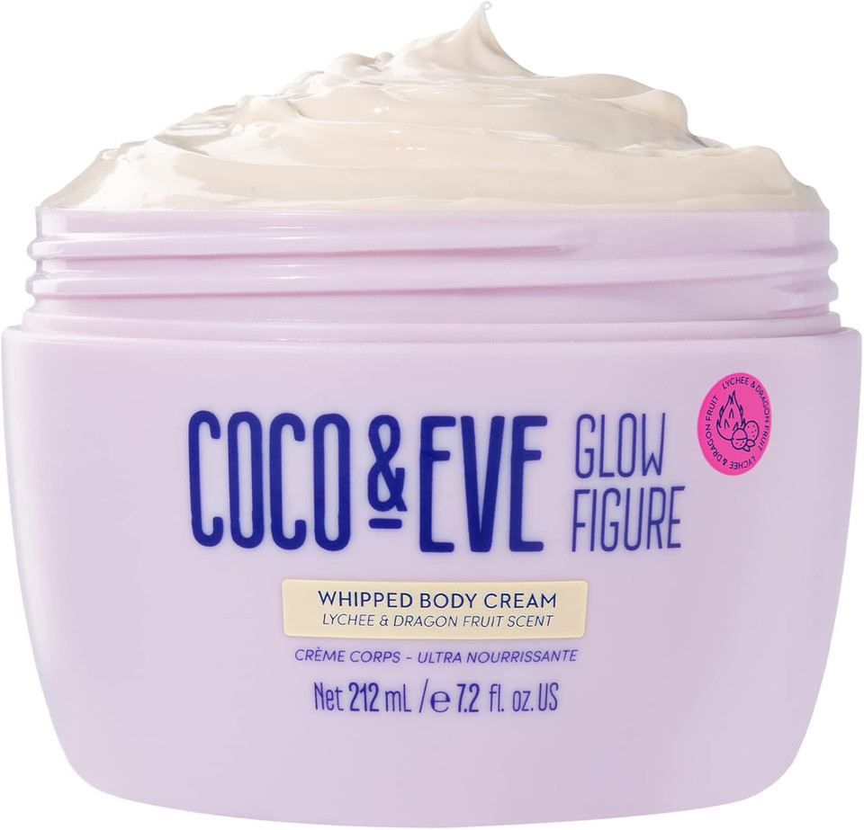 Coco & Eve Glow Figure Body Moisture Whip - Lotion and Moisturizer for Women | Hydrating Body Cream (212ml) (Lychee & Dragonfruit)
