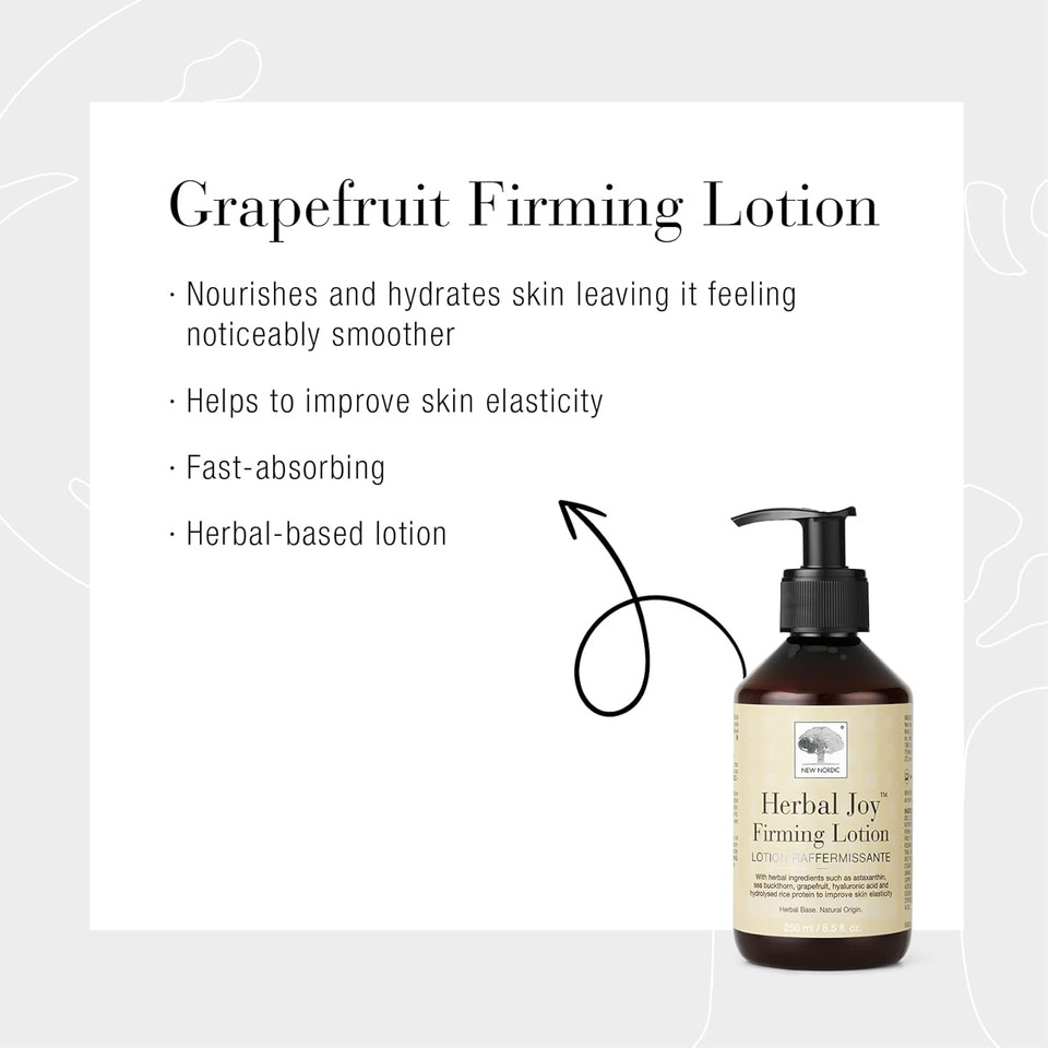 New Nordic Herbal Joy Firming Body Lotion with Shea Butter for Hydrated Skin, Smoothing, Firming, & Nourishing Formula for a Youthful Glow, 250ml