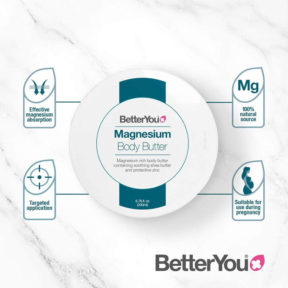BetterYou Magnesium Skin Body Butter | Pure, Clean and Natural Source Of Magnesium Chloride |Soothing Shea Butter And Zinc Formulation | Palm-Oil Free | 200ml
