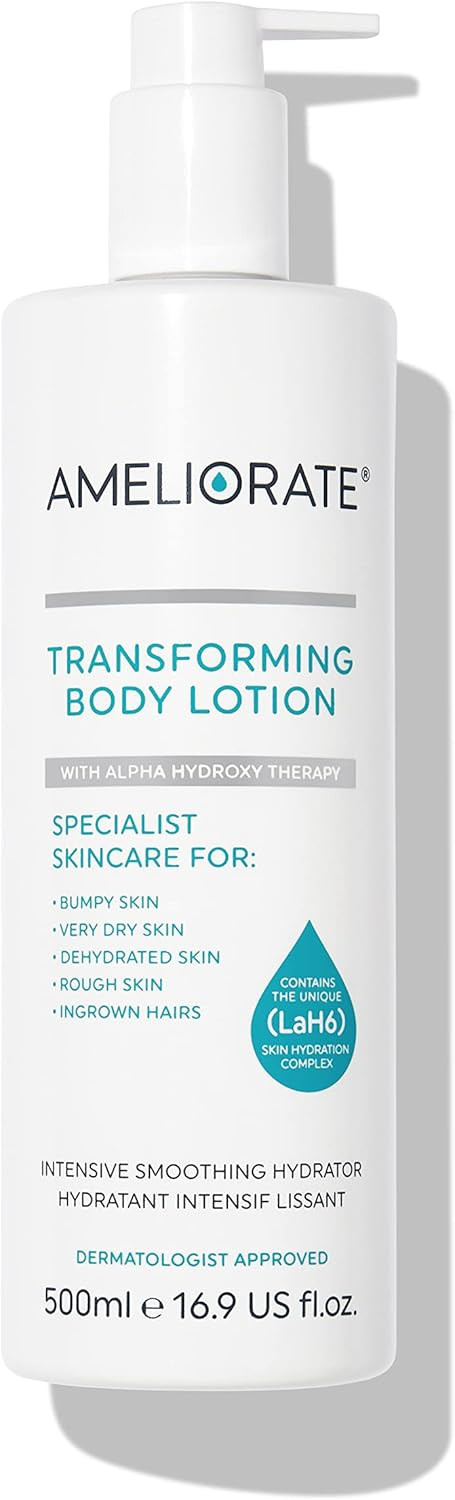 Ameliorate Transforming Body Lotion 500ml | LaB6, Lactic Acid, AHAs | Dermatologically tested, Menopause Friendly