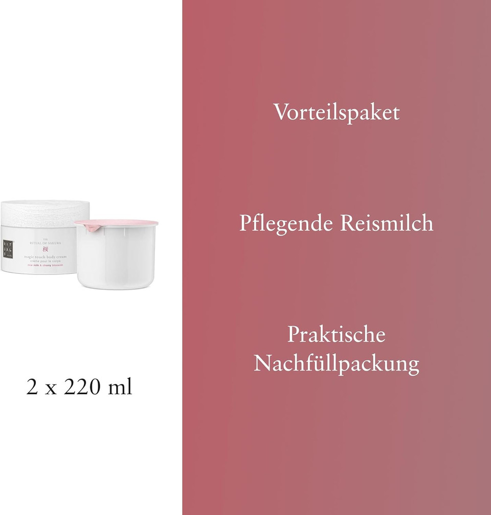 RITUALS Body Cream + Refill The Ritual of Jing Gift Set - Moisturising Body Cream with Lotus Flower and Jujube - Soothing Properties, 220ml + 220ml