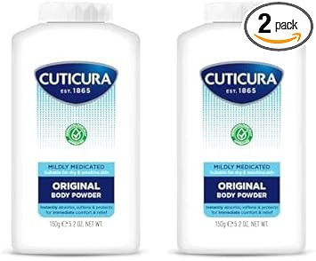 CUTICURA Mildly Medicated Body Powder 150g, Many Uses Personal Hygiene, Sweat Control, Chafing & Friction Prevention, Itching Relief (Pack of 2)