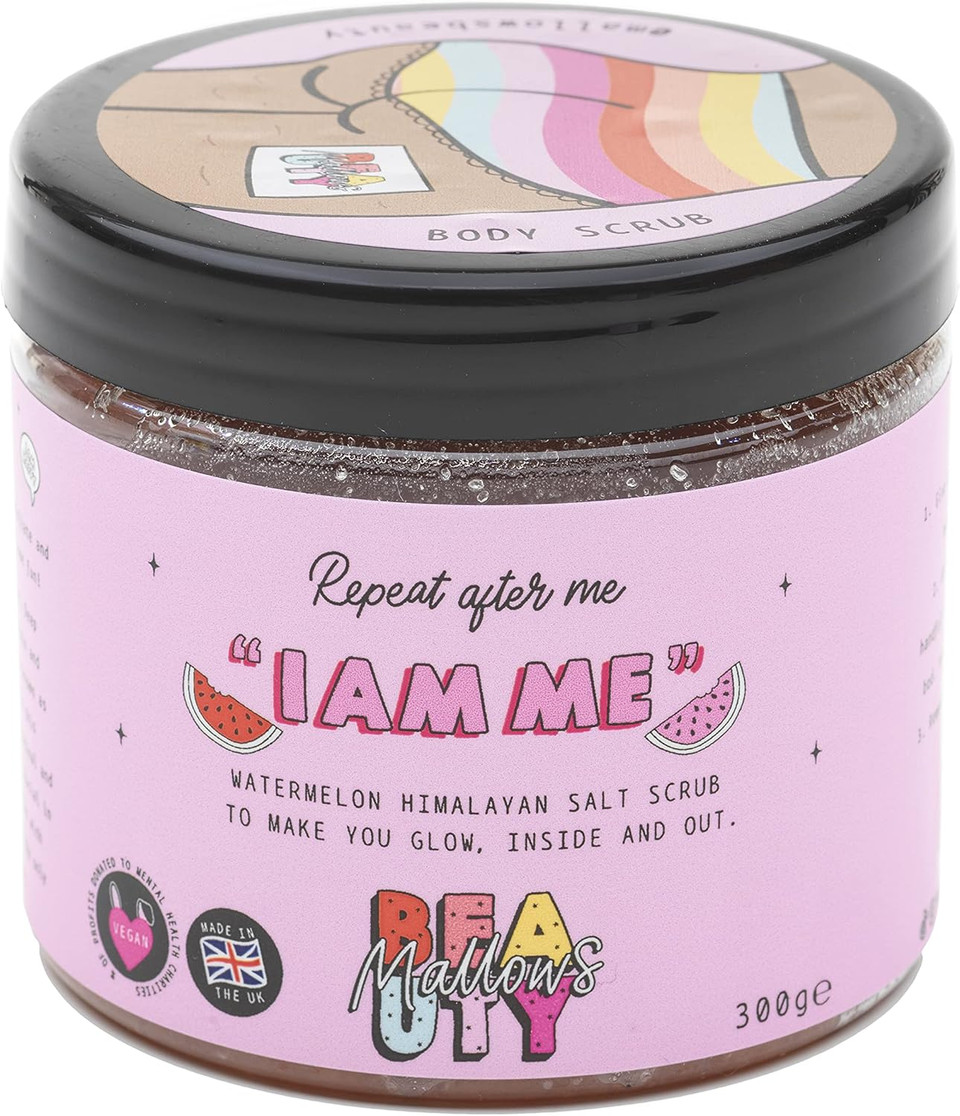 Mallows Beauty Watermelon Pink Himalayan Body Scrub, Exfoliating and Moisturizing, Prevents Strawberry Legs, Vegan, 250g