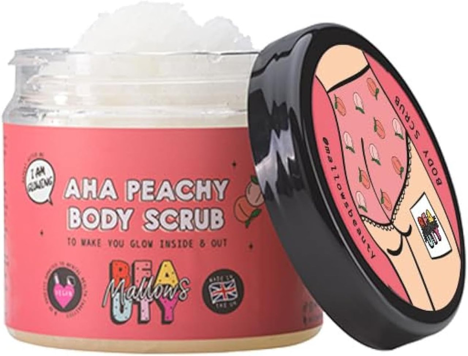 Mallows Beauty Body Scrub with Vitamin E Oil for the Smoothest Shave Exfoliating Sugar Scrub Buffs Away Dry Skin and Preps for Razor Rash-Free Glow