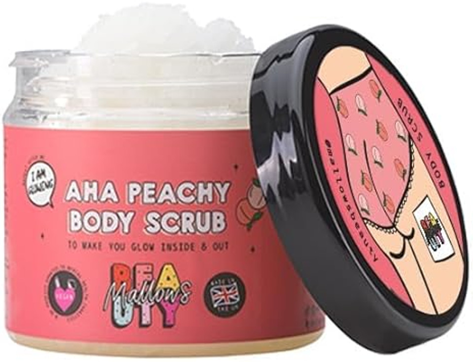 Mallows Beauty Body Scrub with Vitamin E Oil for the Smoothest Shave Exfoliating Sugar Scrub Buffs Away Dry Skin and Preps for Razor Rash-Free Glow