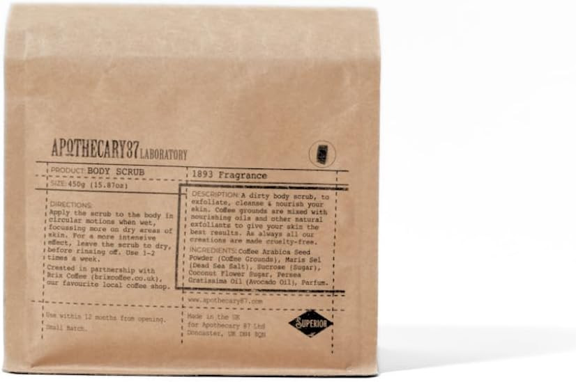Apothecary 87 Body Scrub | Premium Formulation With Coffee Grounds, Dead Sea Salt & Coconut Flower Sugar | Exfoliating Body & Face Scrub | 150g