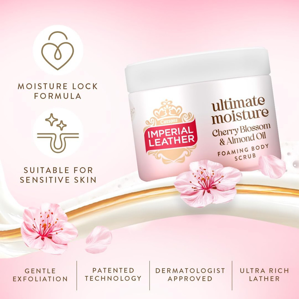 Imperial Leather Ultimate Moisture Vanilla & White Orchid Foaming Exfoliating Body Scrub, Ultra Rich Lather, Suitable for Sensitive Skin, Vegan & Cruelty Free (225ml), Multipack 6 x 225ml