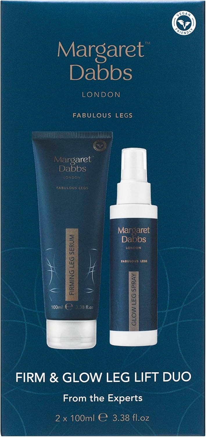 Margaret Dabbs Firm and Glow Fabulous Legs Duo with Firming Leg Serum 200ml and Refining Glow Leg Spray 100ml for Tired and Swollen Legs