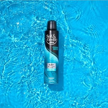 SOFT & GENTLE Ocean Breeze Men's Antiperspirant Deodorant Spray 250ml | Triple Formula | 48 Hour Protection