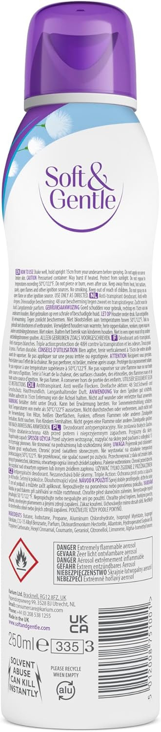 Soft & Gentle Cotton Touch Anti-Perspirant Deodorant Spray, 250ml