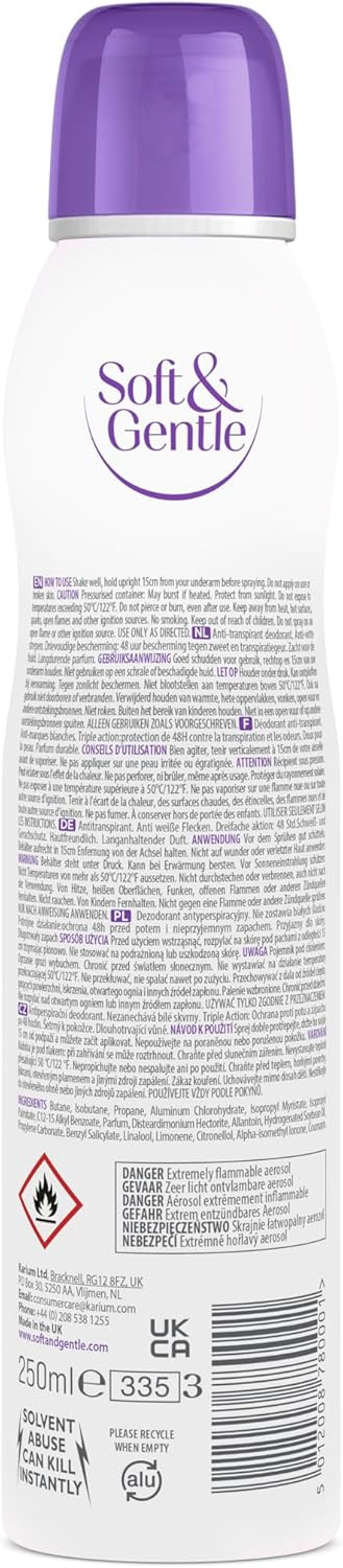 SOFT & GENTLE Anti-Perspirant Deodorant, Pure Bouquet, Invisible Protection, 250ml