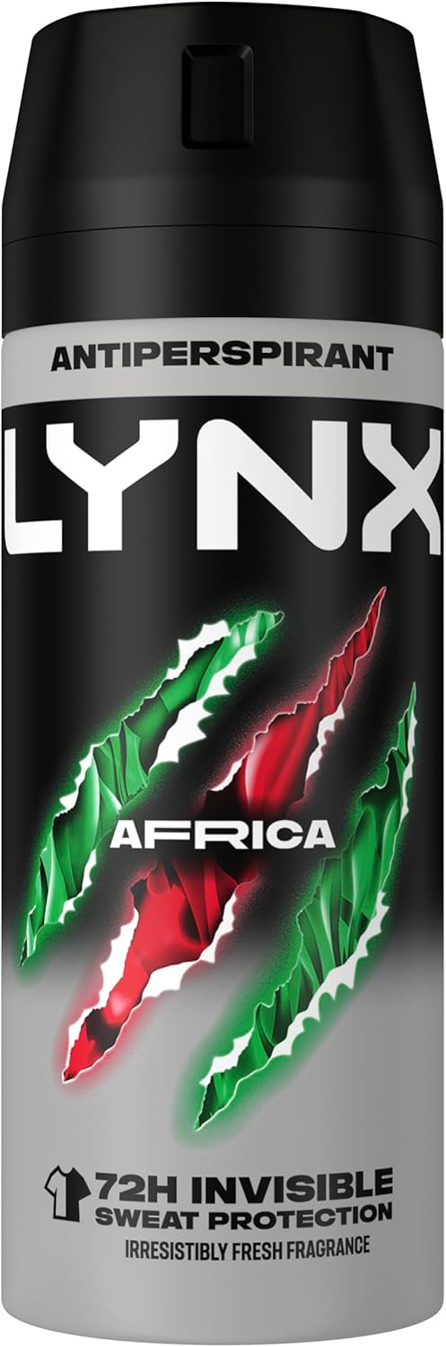 Lynx Africa Antiperspirant Deodorant Spray 72-hour protection against odour and wetness no-fuss aerosol for all-day freshness 150 ml