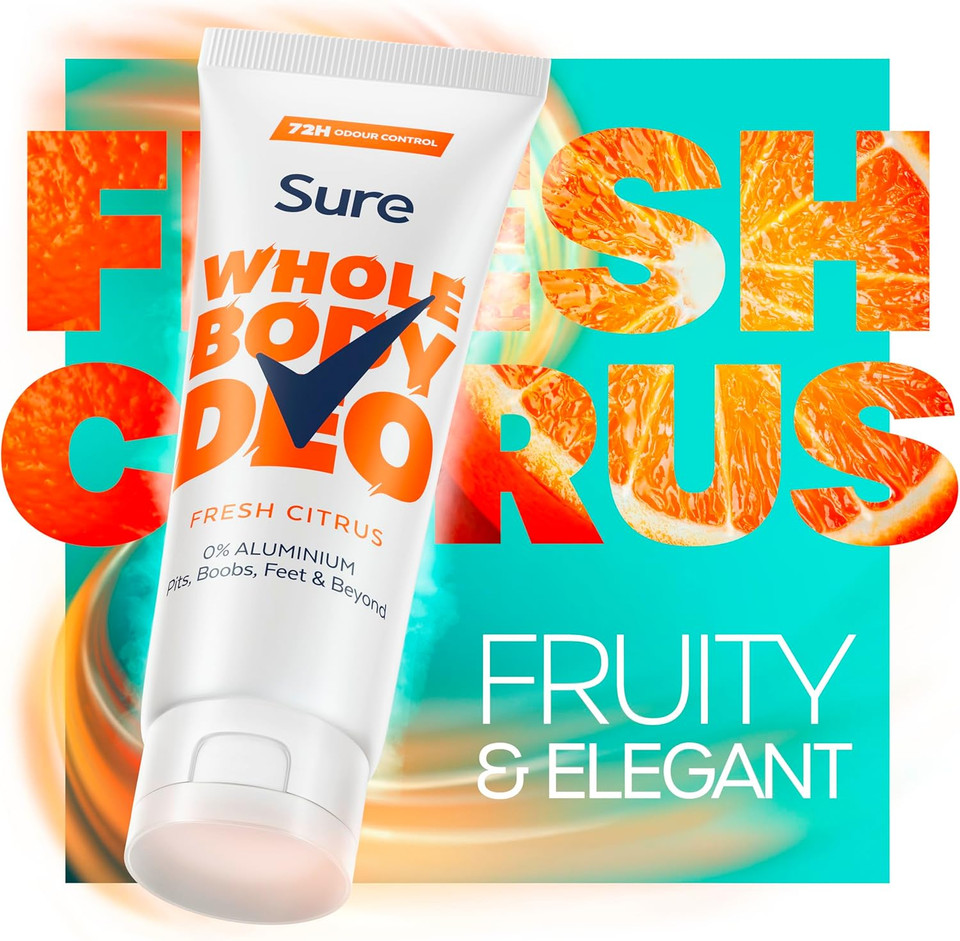 Sure Fresh Citrus Whole Body Deodorant Women's Deodorant Cream with a fresh & airy fragrance for 72 hour odour control 75 ml