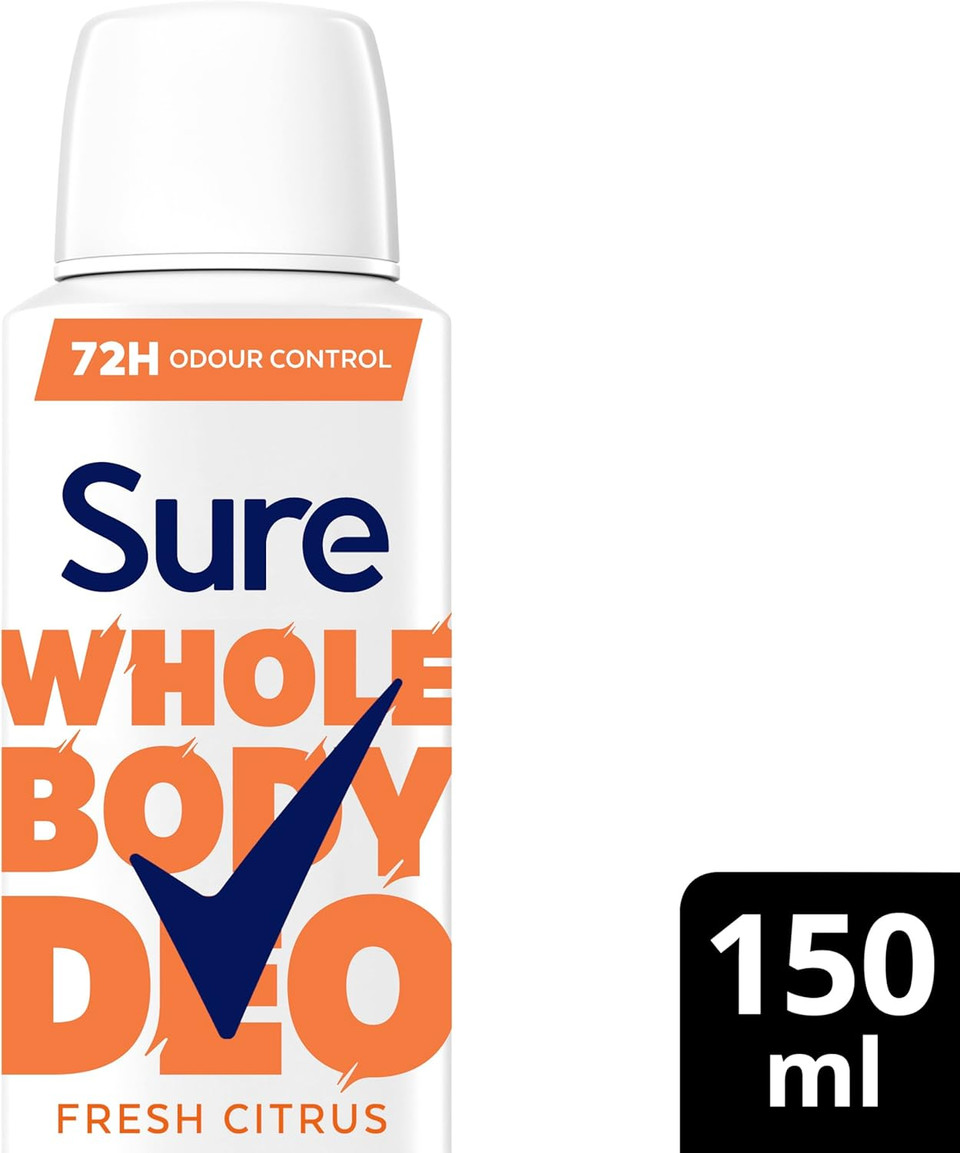 Sure Fresh Citrus Whole Body Deodorant Women's Deodorant Spray with a fresh & airy fragrance for 72 hour odour control 150 ml