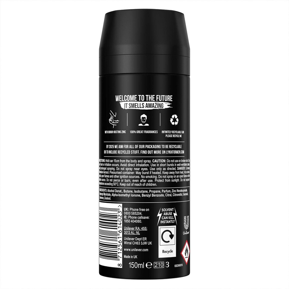 Lynx Black Aerosol Bodyspray 150 ml