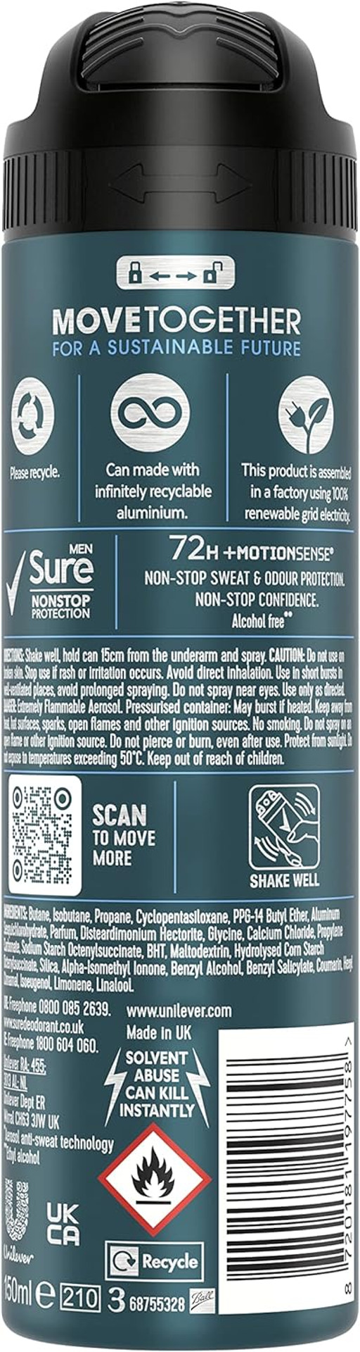 Sure Men Nonstop Protection Invisible Ice Fresh Anti-Perspirant Aerosol Men's Deodorant Spray with Body Heat Activated technology that leaves no marks for 72 hour odour and sweat protection 250 ml Sure Men Nonstop Protection Invisible Ice Fresh Anti-Perspirant Aerosol Men's Deodorant Spray with Body Heat Activated technology that leaves no marks for 72 hour odour and sweat protection 250 ml