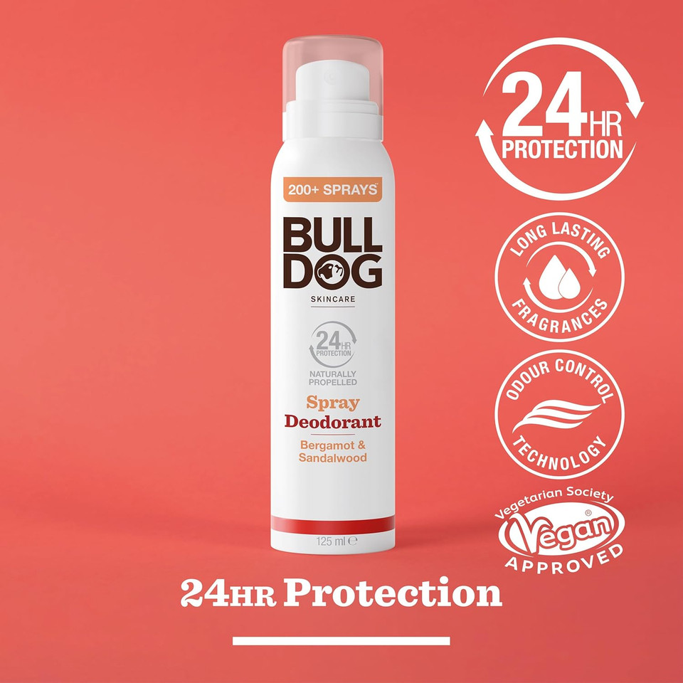 BULLDOG - Skincare for Men | Fresh Mint & Cedarwood Spray Deodorant | Men's Natural Deodorant | 125ml