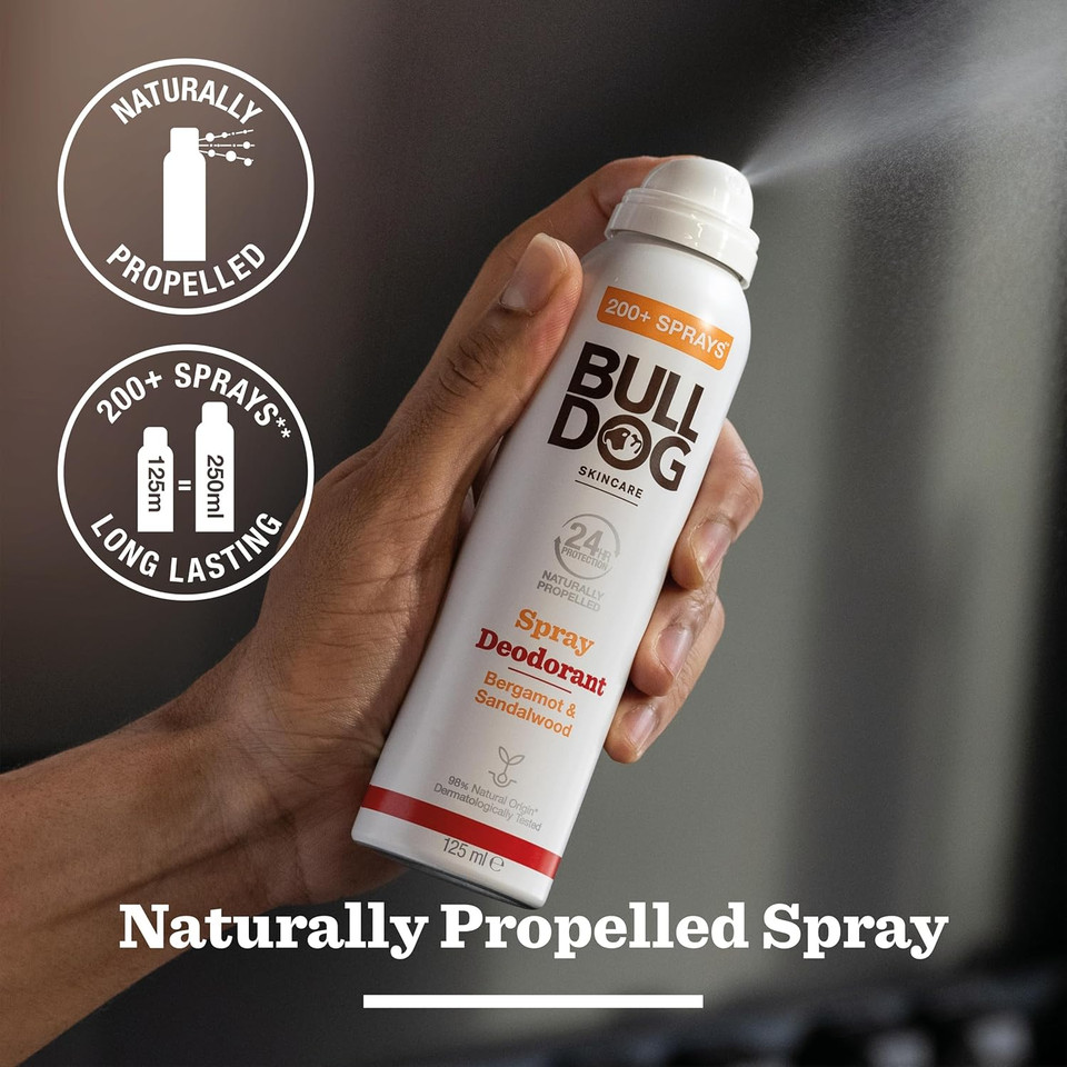 BULLDOG - Skincare for Men | Fresh Mint & Cedarwood Spray Deodorant | Men's Natural Deodorant | 125ml