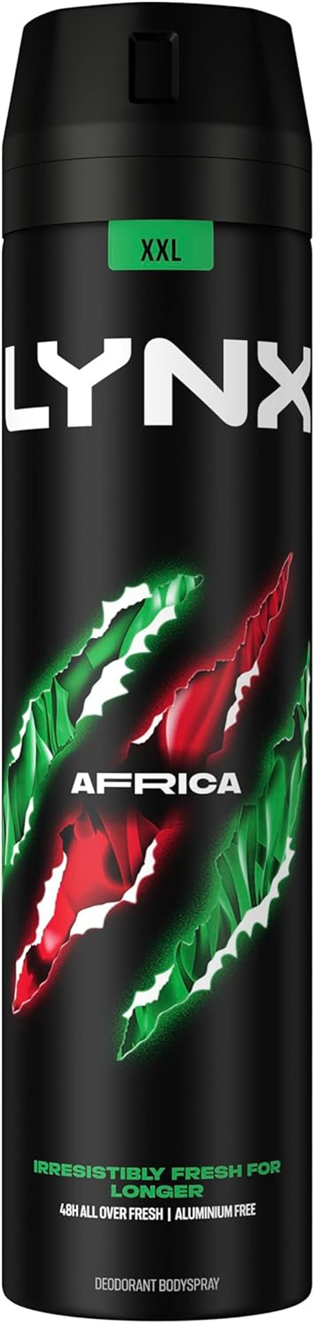 Lynx Africa XXL Aerosol Body Spray Men's Deodorant Spray with a mandarin & sandalwood scent for 48 hours of odour busting, high definition fragrance 250 ml