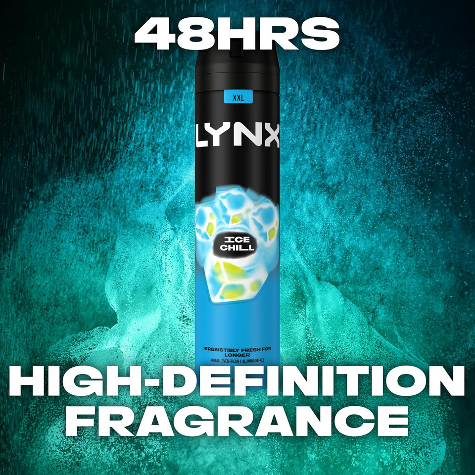 Lynx Ice Chill Aerosol Body Spray Men's Deodorant Spray with an iced mint & lemon scent for 48 hours of odour-busting, high definition fragrance 250 ml
