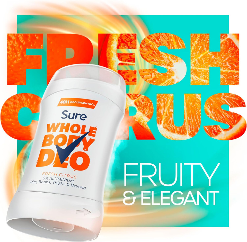 Sure Fresh Citrus Whole Body Deodorant Women's Deodorant Stick with a fresh & airy fragrance for 48 hour odour control 50 ml
