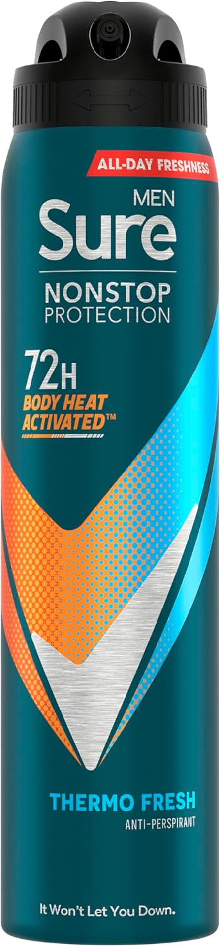 Sure Thermo Fresh Nonstop Protection Antiperspirant Deodorant with Body Heat Activated technology Aerosol Spray for 72-hour sweat and odour protection 250 ml