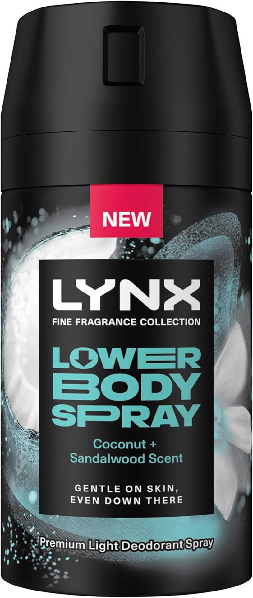 Lynx Fine Fragrance Collection Coconut + Sandalwood Lower Body Spray premium light deodorant spray for 72 hours of freshness 100 ml