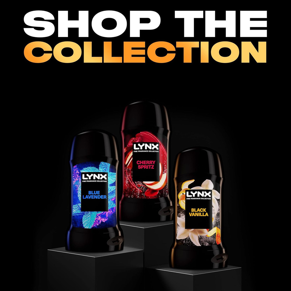 Lynx Fine Fragrance Collection Cherry Spritz Premium Deodorant Stick Men's Deodorant with a cherry, red apple & amber fragrance for 72 hour odour protection 50 ml