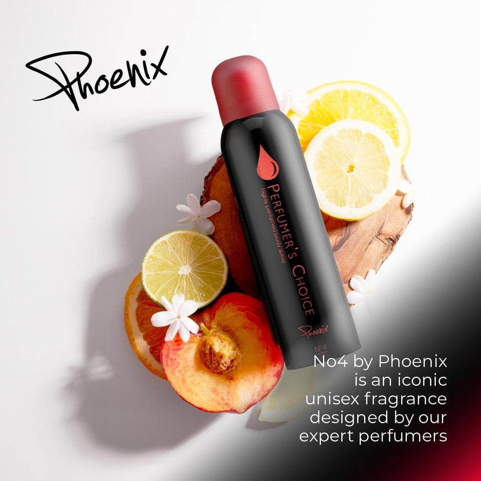 PERFUMER'S CHOICE No4 Phoenix 150ml Body Spray Perfume for Men and Women. Luxury Unisex Fragrance - Mens & Ladies Perfume, Long Lasting Fragrance & Aftershave by Milton-Lloyd