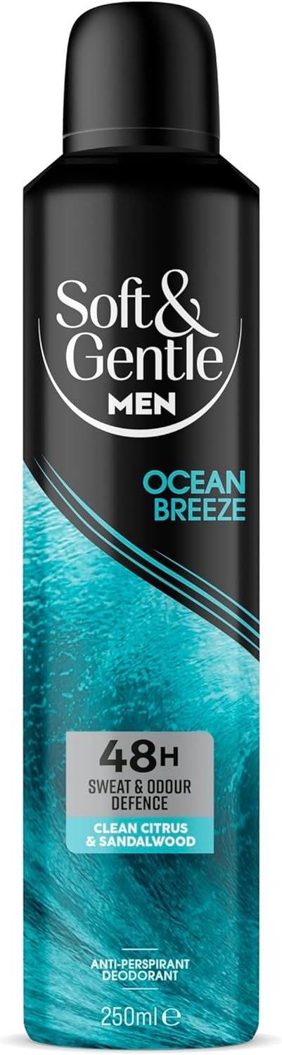 SOFT & GENTLE Mountain Air Men's Antiperspirant Deodorant Spray, 250ml