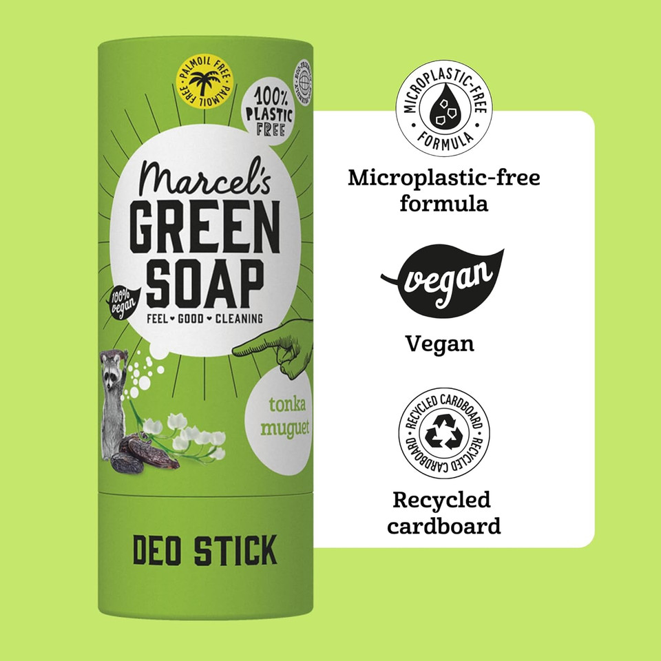 Marcel's Green Soap - Deodorant Stick Tonka & Muguet - Antiperspirant without aluminum or alcohol - Eco friendly - Vegan - 97% Biodegradable - 40 G