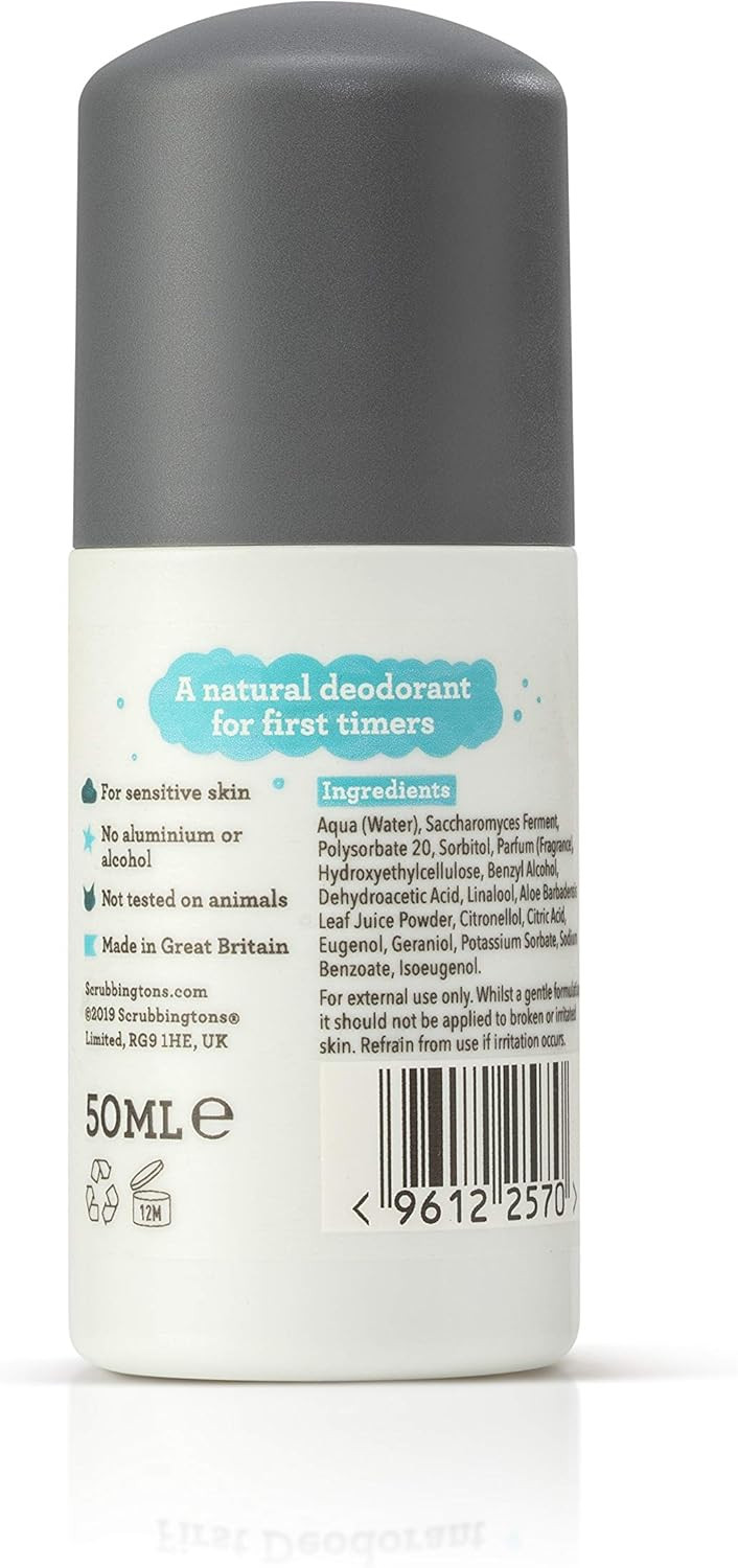 Scrubbingtons Pit Stop Childrens Natural First Deodorant, for Boys and Girls, Aluminium and Alcohol Free, Suitable for Sensitive Skin 1 x 50ml