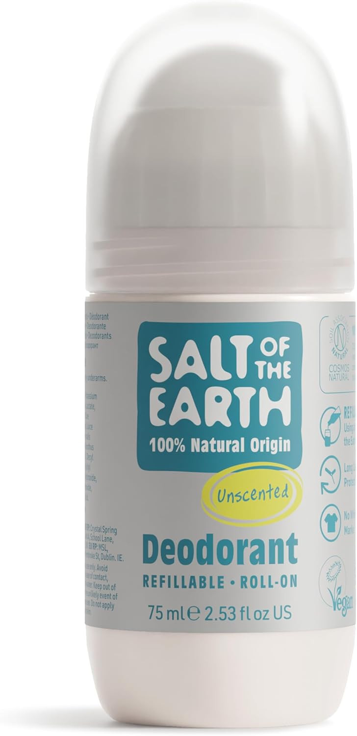 Salt of the Earth | Natural Refillable Roll On Deodorant  Oud & Bergamot - Refillable, Effective Vegan Protection with Long-Lasting Body Odour Control for Women, Men & Kids - (75ml)