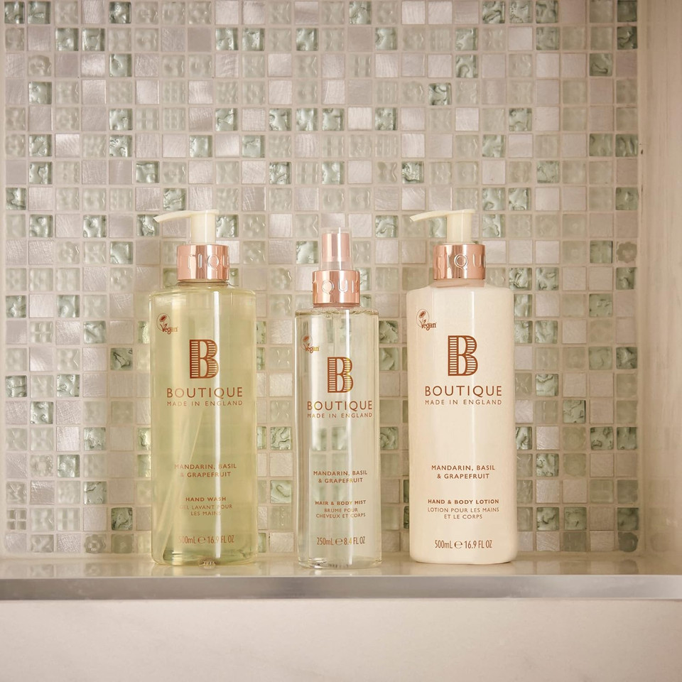 Boutique Body Spray 250ml - Mandarin, Basil & Grapefruit Fragrance Womens Hair & Body Mist - Refreshing, Moisturising Spray With Essential Oils - Vegan - Made In England