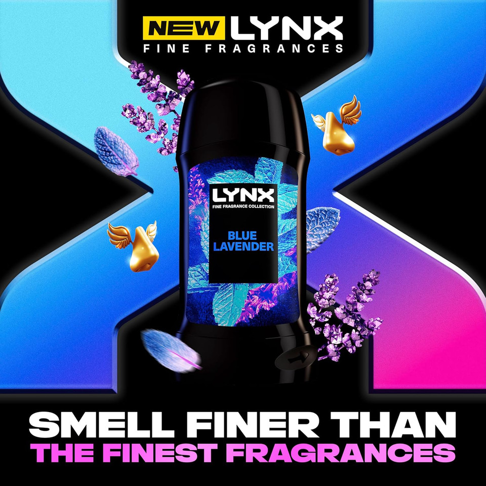 Lynx Fine Fragrance Collection Blue Lavender Premium Deodorant Stick Men's Deodorant with a lavender, mint & amber fragrance for 72 hour odour protection 50 ml (Pack of 2)