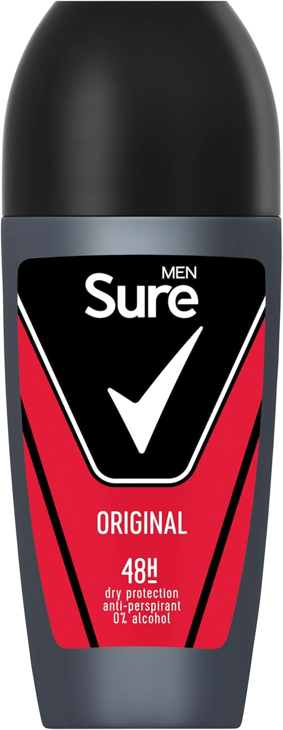 Sure Men Original Anti-Perspirant Roll On Men's Deodorant with MotionSense technology for 48 hour protection against sweat and odour 6x 50 ml