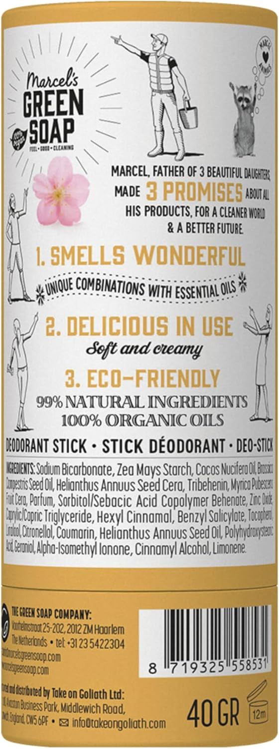 Marcel's Green Soap - Deodorant Stick Argan & Oudh - Antitpersiparant without aluminum or alcohol - Eco friendly - Vegan - 97% Biodegradable - 40 G
