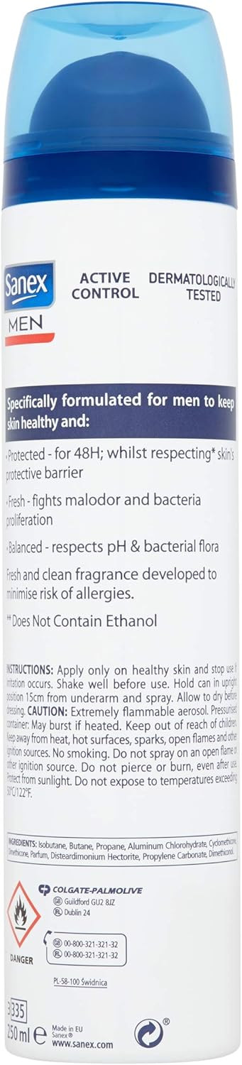 Sanex Dermo Active Control Deodorant Spray for Men, 250ml