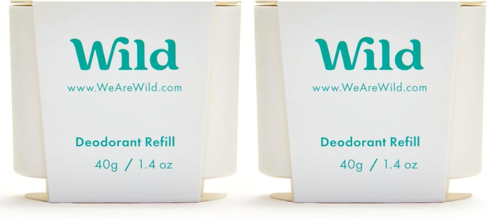 Wild - Natural Refillable Deodorant - Fresh Cotton & Sea Salt Refill Duo Pack - Vegan & Eco-Friendly - Aluminium Free - Long Lasting Protection - Natural Ingredients - 2 Pack of 40g Refills