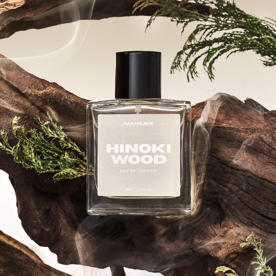 ManCave Hinoki Wood Men's Fragrance Gift Set, 50ml Hinoki Eau de Toilette, 200ml Hinoki Shower Gel, Natural Woody Men's Perfume Set, Fragrance Set, fragrance kit for him