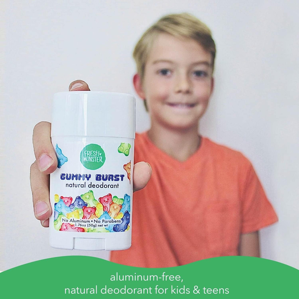 Fresh Monster Natural Deodorant For Kids And Teens | Aluminum Free, Paraben Free, Hypoallergenic | Gummy Burst Scent (1.76Oz)
