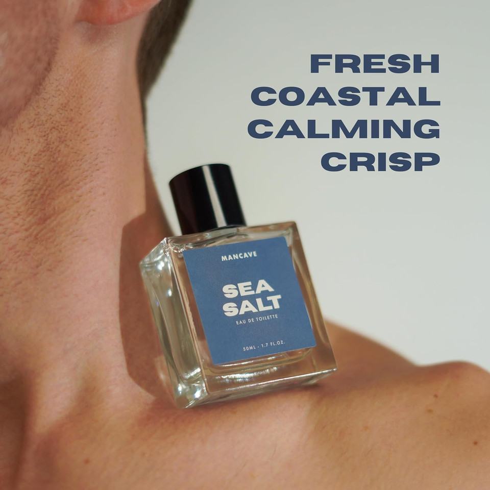 ManCave Sea Salt Fragrance Spray, Eau De Toilette for Men, 50ml, Mens Perfume with Sea Moss & Driftwood, Aftershave Gift for Him, UK Formulated EDT Fragrance