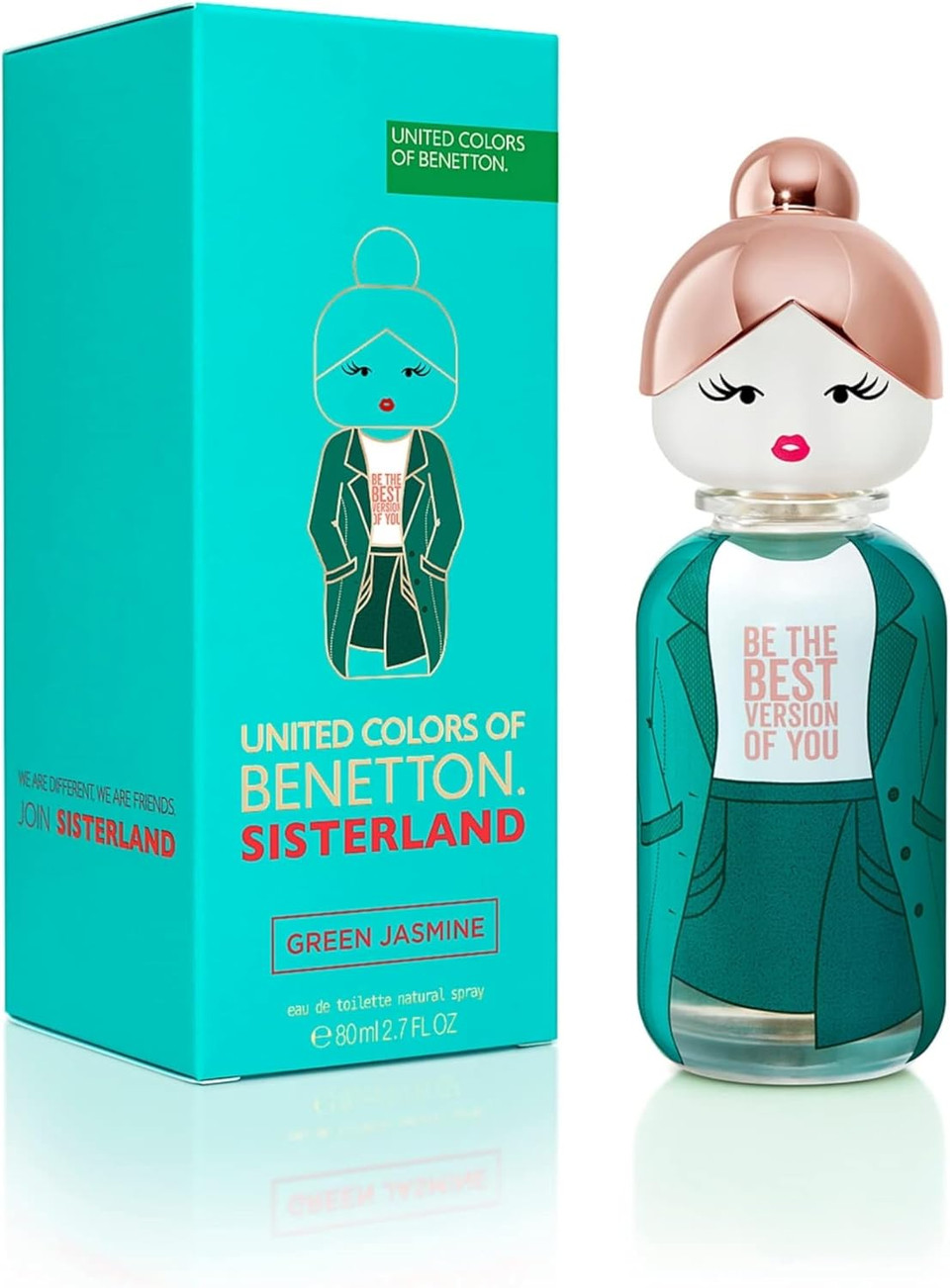 Benetton - Sisterland Green Jasmine, Eau de Toilette for Women - Long Lasting - Fresh, Modern and Young Fragance - Floral and Fruity Notes - Ideal for Day Wear - 80 ml